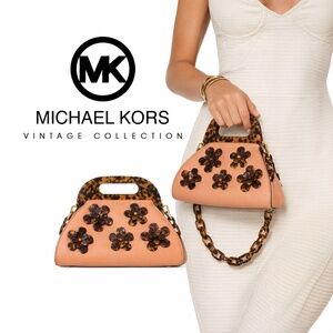 Michael Kors Collection Limited Edition Tortoise Acrylic Frame Floral Bag-NWT